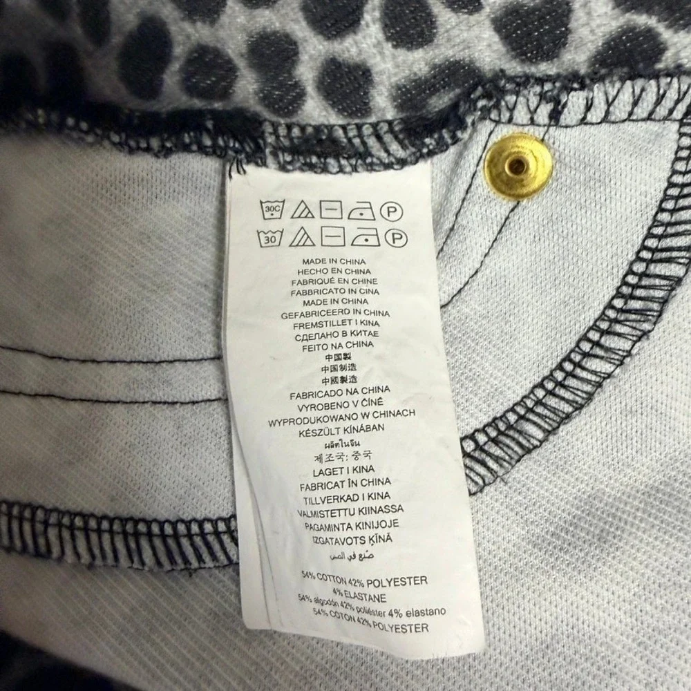 Michael Kors Women Grey Black Leopard Print Stretch Pull On Leggings Size L